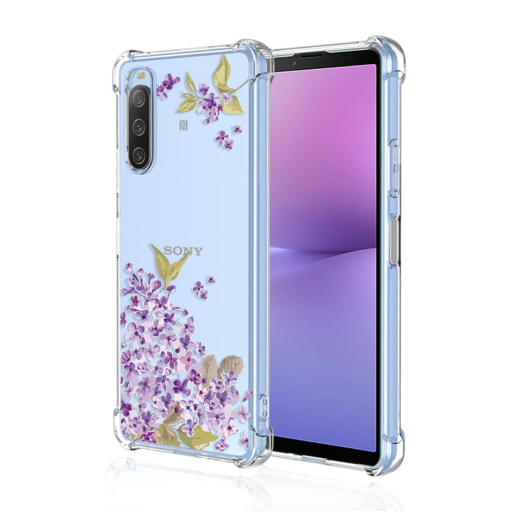 SEAHAI Case for Sony Xperia 10 V, Ultra Thin Soft Silicone Clear Back TPU Bumper Shockproof Cover Fashion Cute Graphic Colorful Skin Slim Case - Cherry blossom