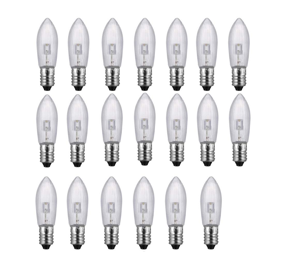 20pcs Candle Arch Bridge Bulb Christmas Replacement Spare E10 LED Screw Light 9V-55V AC 0.2W 3000K Replacement Light Bulbs
