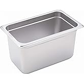 Winco 1/4 Size 6" Deep Metal Food Pan/Steam Table Pan, Anti-Jam, 22 Gauge
