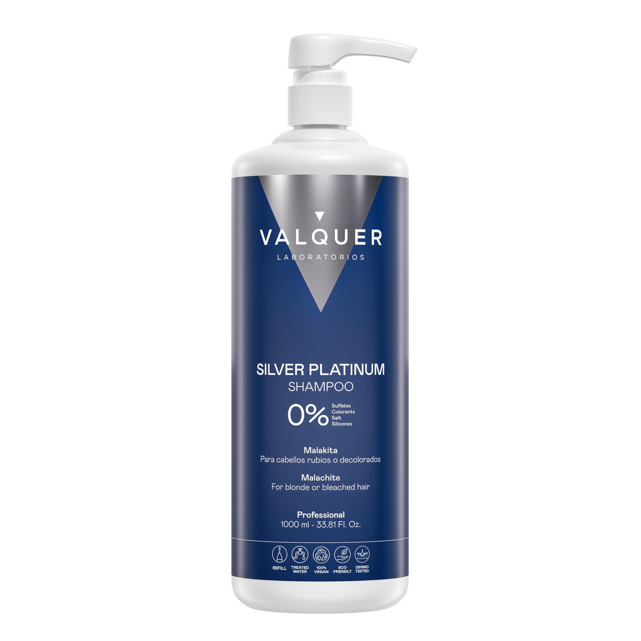 VALQUER Silver Platinum Purple Shampoo | Neutralizes Yellow and Brassy Tones in Blonde, Bleached & Light Hair | Maintains Color & Brightness | With Malachite Extract & Vitamins | 1L