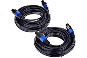 Yuyaokk 2Pack 50 ft Male Speakon to Speakon Cables, Professional 12 Guage AWG Audio Cord DJ Speaker Cable Wire with Twist Lock - 2 Conductor.