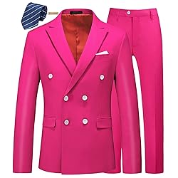 MOGU Mens 2 Piece Suit Slim Fit Double Breasted