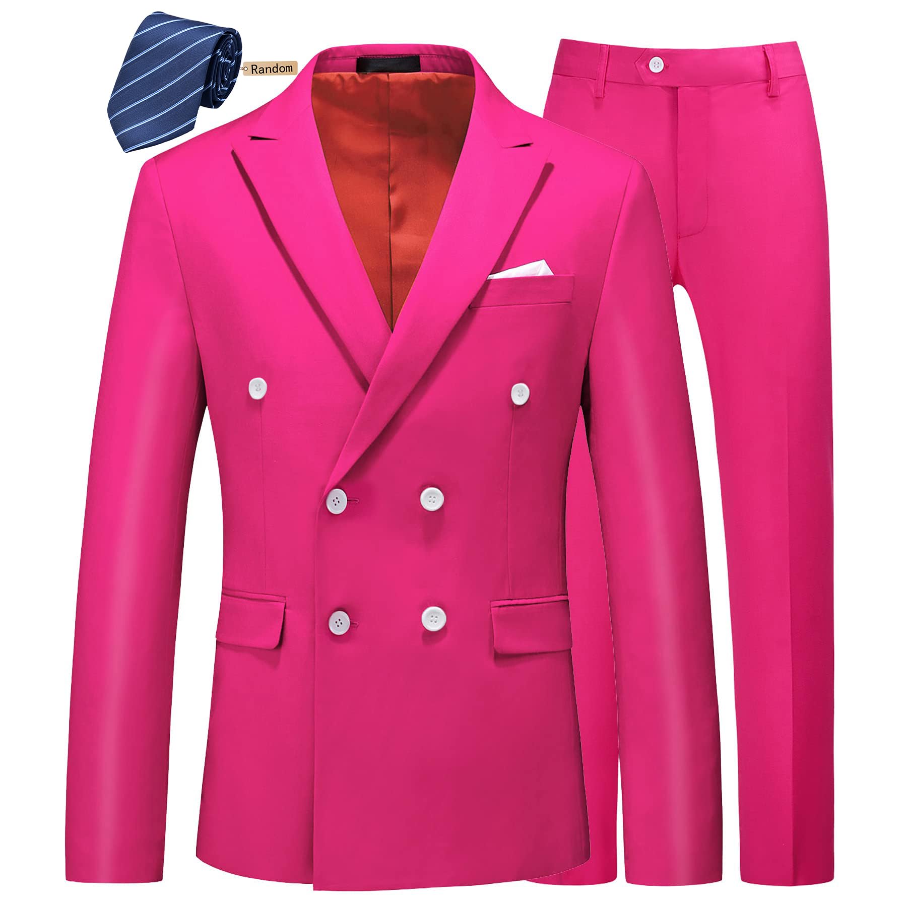 MOGU Mens 2 Piece Suit Slim Fit Double Breasted