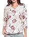 Meaneor Women's Floral Printed V Neck High Low Hem Blouse Top