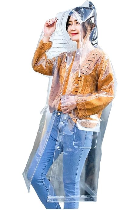 Eva Reusable Rain Ponchos Transparent Raincoats With Hood For Adults Clear  Raincoat For Women And Men, Transparent : Amazon.ca: Clothing, Shoes u0026  Accessories