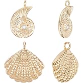 Beebeecraft 12Pcs 2 Styles Conch Shell Charms 18K Gold Plated Metal Summer Ocean See Theme Snail and Scallop Charm for Jewelry Making DIY Crafts Pendant Necklace