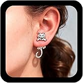 Jugielu Vintage Cute Cat Earrings Silver Small Cat Ear Jacket Earrings Punk Kitty Front Back Earring Funny Cartoon Animal Studs Earring Jewelry for Women