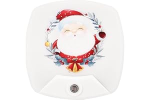 OMEET 2 Pack - Cartoon Santa Claus LED Plug-in Night Light for Kids - Wall Lamp Take Good Care Children Sleep Light Sensor Auto Controlled Nightlights for Baby Nursing