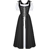 Scarlet Darkness Renaissance Costume Women Medieval Corset Dress Puff Sleeve Fairy Dress