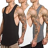 ZUEVIMen's Muscle Tank Tops Sleeveless Cut Off Shirts Bodybuilding Gym Workout Stringer T-Shirts