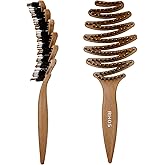 RHOS Pinecone Boar and Nylon Bristle Brush, Curved Vented Paddle for Blow Drying, Add Shine & Smooth Hair, Detangling Hair Brush for Women