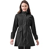 iCreek Women's Long Rain Jacket Waterproof Lightweight Packable Raincoat Hood Windbreaker for Outdoor Hiking, Cycling, Travel