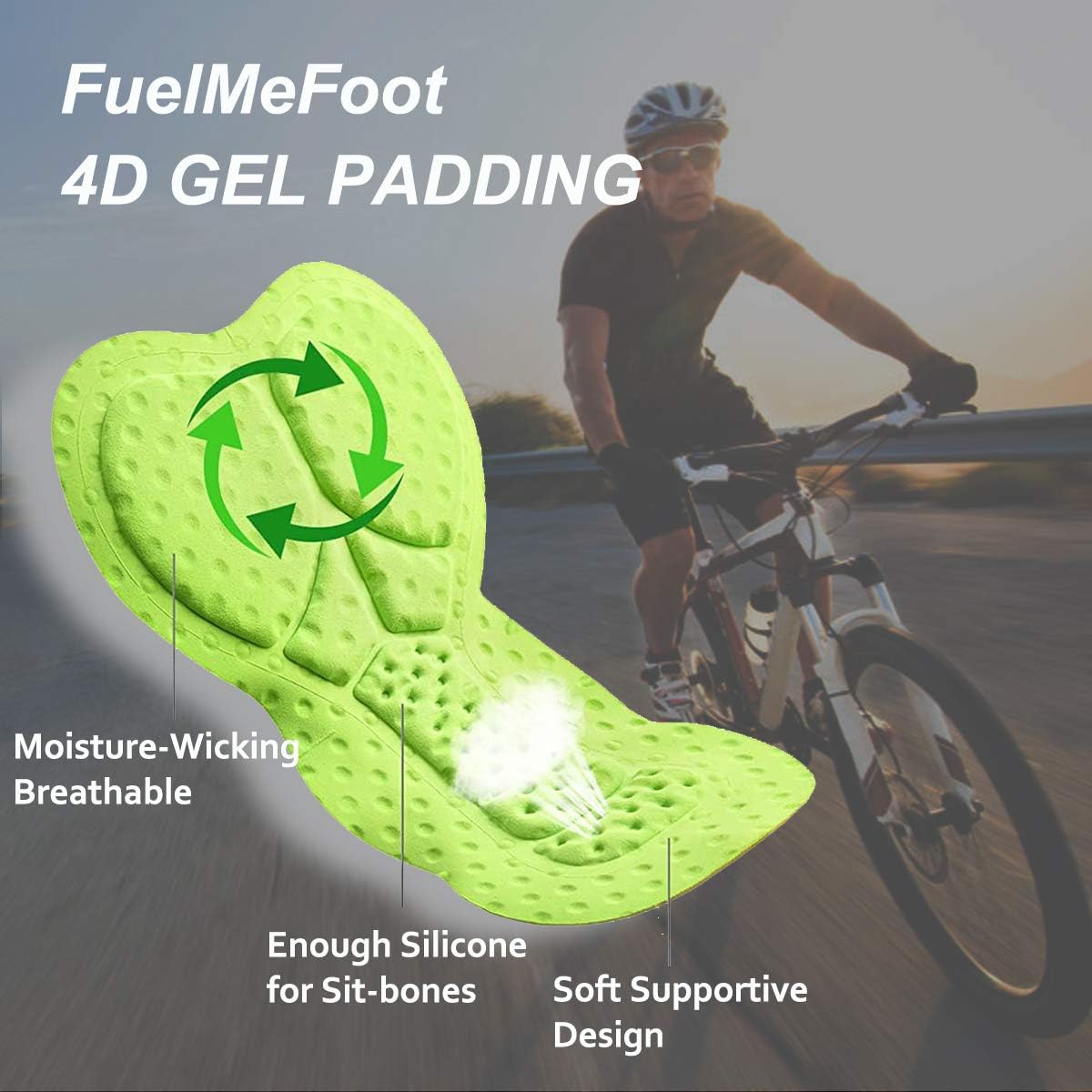 Men's Cycling Shorts 4D Padded Bike Shorts Pants Bike Bicycle MTB Liner Shorts with Anti-Slip Leg Grips: Clothing