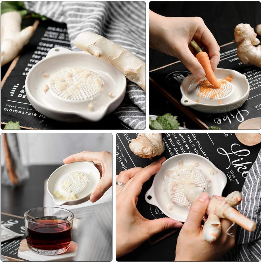 Norhogo Keramik Reibe, Keramik Ingwer Reibe, mit Bürste geliefertKnoblauchreibe Obstreibe Gemüsereibe Wasabireibe Für Ingwer Knoblauch Zwiebel orbicular 7
