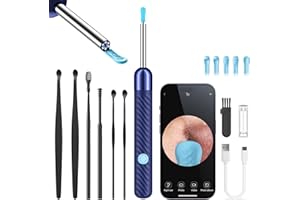 LENGIN Ear Wax Removal Tool Camera - Ear Cleaner with Camera,1080P Otoscope, Ear Cleaning Tool with 6 Ear Spoon, Ear Camera for iPhone & Android Phones - Blue