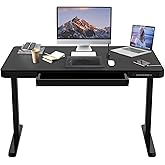 PrimeCables 48x24 Electric Standing Desk - Sit Stand Desk with Storage, Height Adjustable Home Office Workstation (72-122cm, 