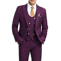 Aowdoy Men's Suits 3 Piece Slim Fit Tuxedo Suit One