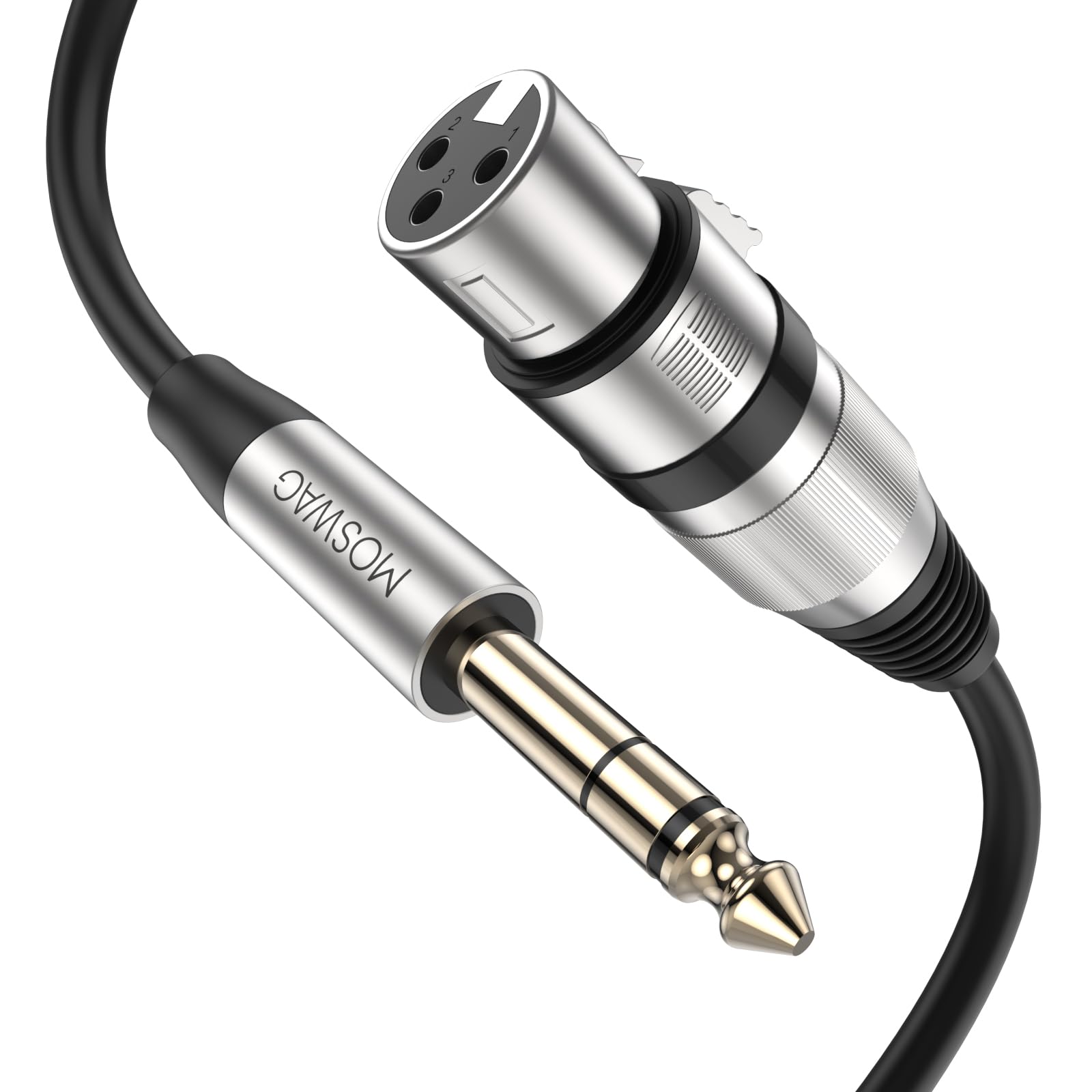 MOSWAG XLR Female to 1/4 TRS Cables, 6.6FT/2M XLR to 6.35mm Microphone Cable, Mic Cable 3 Pin Balanced Shielded XLR Cable for Speaker Wire, DJ Equipment, Audio Sound Consoles, Recording Studio