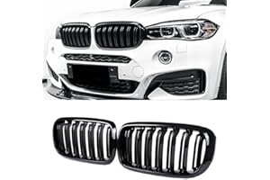 MAXDOM LLC MAXDOM Replacement Front Upper Grill Fit for BMW (2014-2018) X5 F15 (2015-2019) X6 F16 X5M F85 X6M F86 – Gloss Black Double Slats ABS Grille