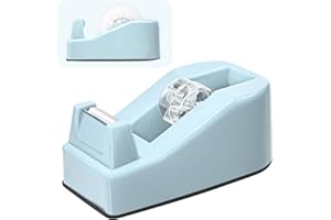 SINORS Desktop Office Tape Dispenser, Fits Standard 1-Inch Core Tapes, Weighted Non-Slip Base, Sharp Metal Blade, Smooth Cutting, Adhesive Roll Holder for Office, School, Shop, Business & Home - Blue