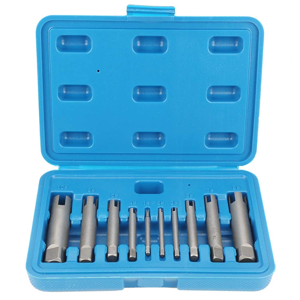 Screw Extractor-Tap Extractor Set Screw Extractor Steel Broken Head Taps Remover Stripped Screw Tap Extractor Set (Size: 10Pcs) — image 1