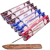 Satya with ANKCIENSE Incense Holder Pack of 3 fragrances Variety Pack of 90 Sticks. Opium, Nag Champa & Dragon Blood Insense Insence