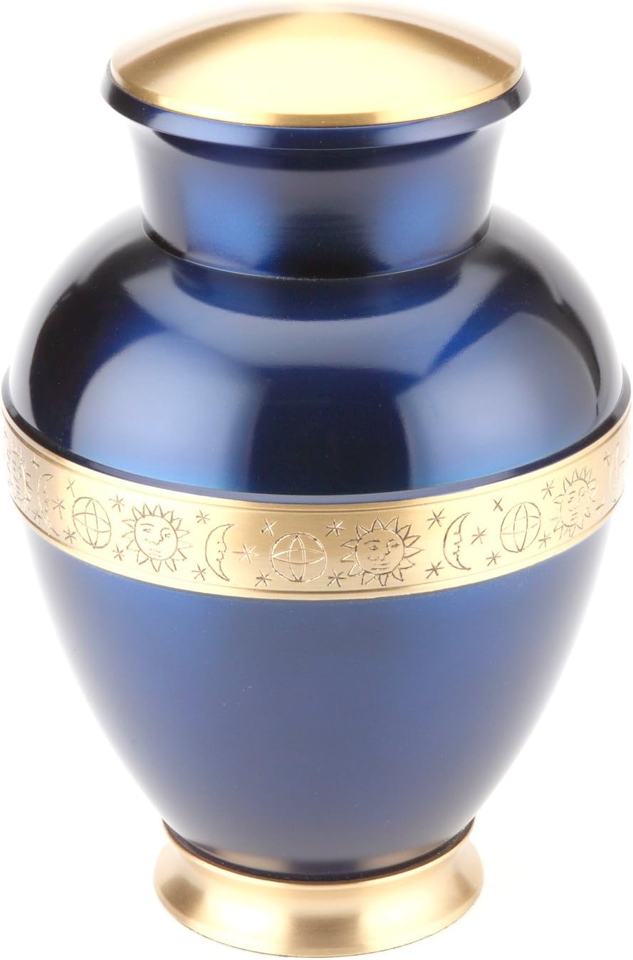 Urns UK 10inch Brass Cremation Urn Adult Cambridge, Sapphire Amazon