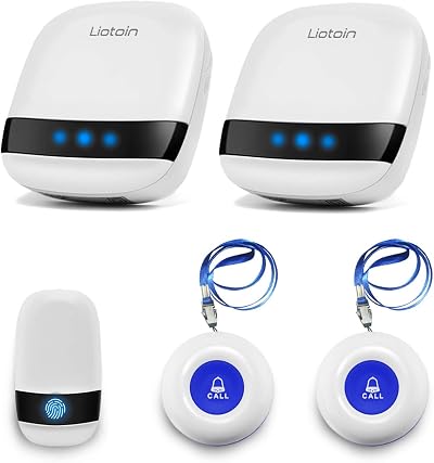 Liotoin Wireless Caregiver Pager 3 Transmitters 2 UK Receivers Waterproof