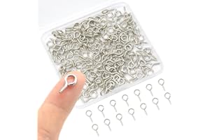 Hocansen 300 Pieces Small Screw Eye Pins 13x6mm Eye pins Hooks Mini Screw Eye Pin Peg for Cork Top Bottles Charm Bead DIY Jewelry Making (13 * 6mm)