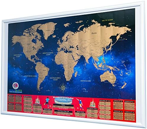 World Cup 2018 Scratch Off Map - Brackets Poster Soccer Wall Chart Russia Qualifiers Commemorative Football Keepsake Travel Memorabilia Large Size 33.25"x23.5"