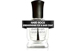 Deborah Lippmann Hard Rock Base and Top Coat | Promotes Healthy Growth for Soft Nails | Diamond Powder Strengthens and Protects Nail Polish | Clear, 50 Fl. Oz