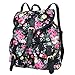 Vbiger Canvas Backpack for Women & Girls Boys Casual Book Bag Sports Daypack (Black（Floral）)