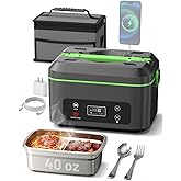 TaskStar Heated Lunch Box, 100W Cordless Electric LunchBox with Scheduled Heating and Leakproof 1.2L Battery Operated Food Warmer for Car Travel Jobsite, Portable for Truck Drivers Workers Adults