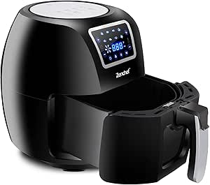 SUPER DEAL ZenChef PRO XXL Hot Air Fryer Family Size 5.8 Qt. 8-in-1 Digital Air fryer + Recipe Books, Upgraded Full Touch Screen, 1800W