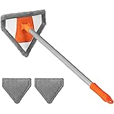 Windshield Interior Cleaner Tool - Auto Glass Wash Brush with 2 Washable and Reusable Microfiber Pads,Car Accessories Interior Triangular Mop Cleaning Kit for Trucks, SUVs, RVs & Home Windows