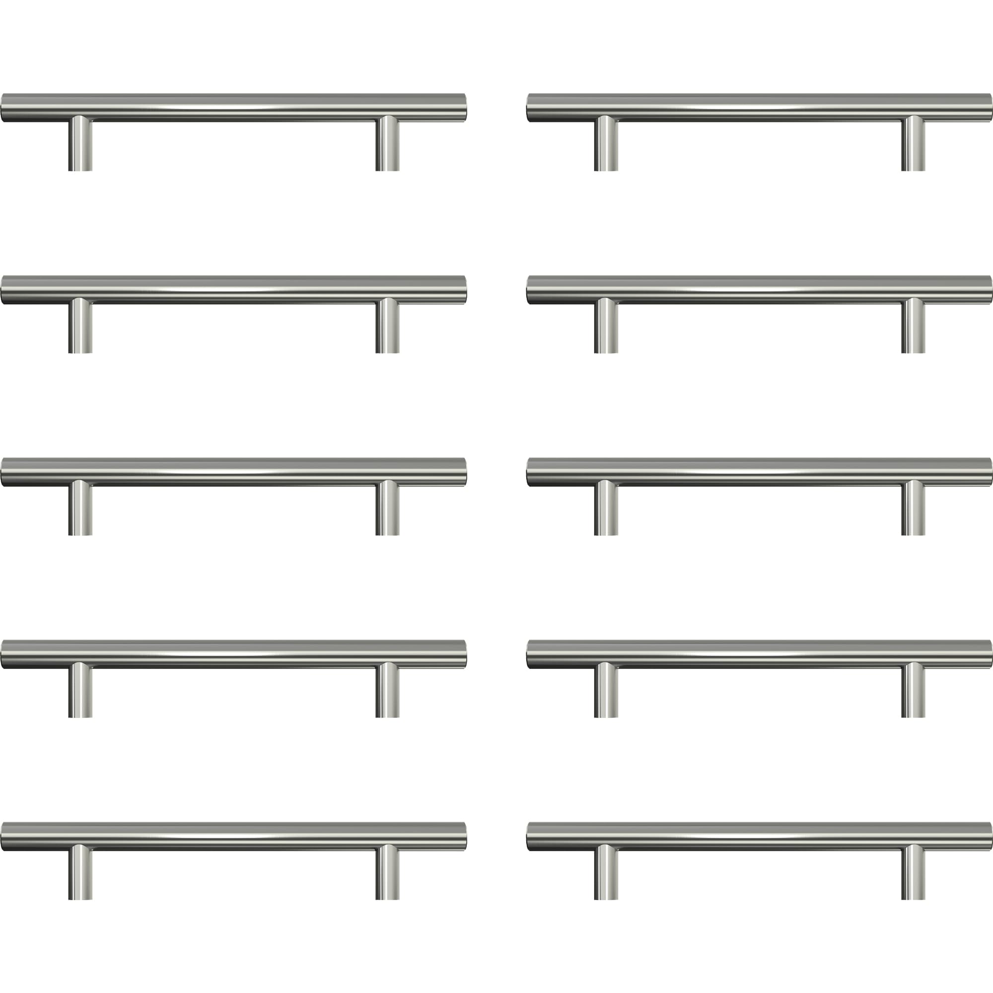 AwmnSrman Kitchen Cupboard Handles Silver 10 Pack 128 mm(5 inch) Hole Center, Brushed Finish Stainless Steel Installation of Holes — image 1