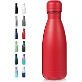 Volhoply 12oz Small Water Bottle Stainless Steel, BPA Free Insulated Water Bottles, Double Wall Cola Shape Flask, Keeps Cold 24 Hours and Hot 12 Hours for Kids Handbag (Red,1)