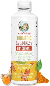 Turmeric & DHA Liposomal by MaryRuth's (Sweet Ginger) | Curcumin, Ginger Root Oil, Omega-3 (DHA) | Support Cognitive Maintenance, Mood Enhancement, Joint Health, Overall Health | Vegan, Non-GMO, 16oz