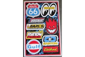 hotrodspirit - Route 66 Red Crane Moon Gulf Edelbroock Rock Roll Car Sticker