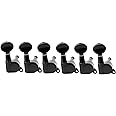 Musiclily 6 in line Kidney Button Guitar Sealed Tuners Tuning Pegs Keys Machine Heads Set Right Hand,Black