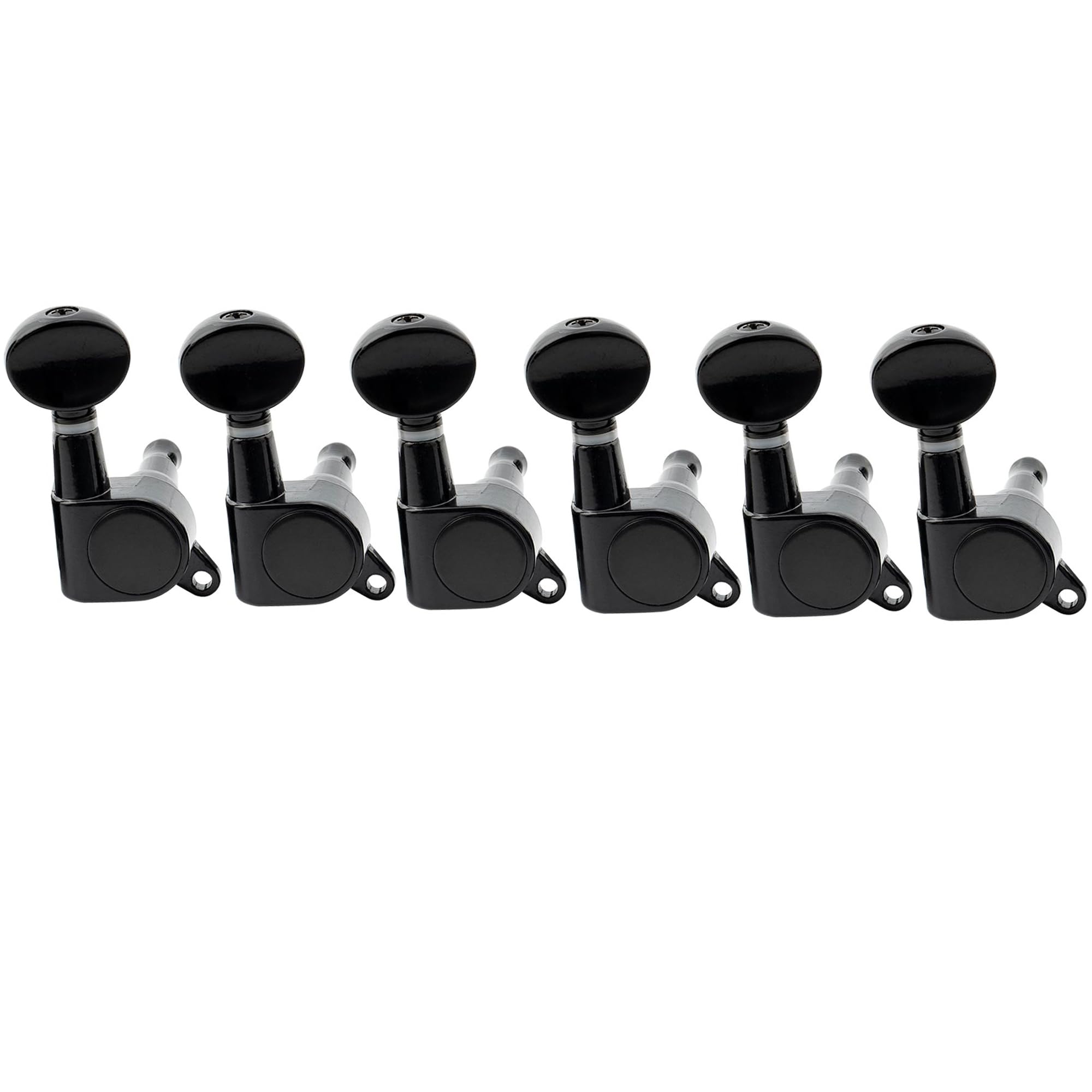 Musiclily 6-in-line Sealed Guitar Tuners Tuning Pegs Keys Machine Heads Set for Fender Strat Tele Electric Guitar, Kidney Button Black