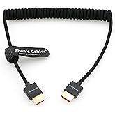 Alvin’s Cables 8K 2.1 Full HDMI Braided Coiled-Cable for Atomos Ninja-V 4K-60P Record from Z-CAM for Canon-C70, for Sony A7S3