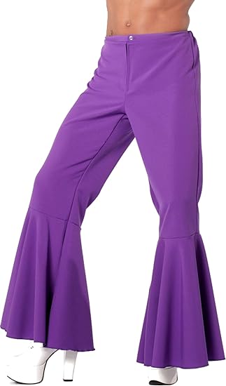 purple flared trousers