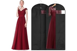 Garment Bag 2 Pieces (150 x 60cm, All Black) Evening Dress Garment Cover Suit Cover - Long Term Storage Of Jacket Coat Clothe