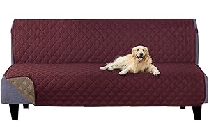 U-NICE HOME Futon Sofa Covers Reversible Sofa Slipcover Armless Cover Furniture Protector Couch Cover Water Resistant (Futon, Burgundy/Tan)