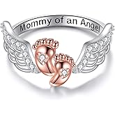 YAFEINI Miscarriage Ring for Mom 925 Sterling Silver Mommy of an Angel Ring Pregnancy Loss Memorial Jewelry Sympathy Gifts for Women