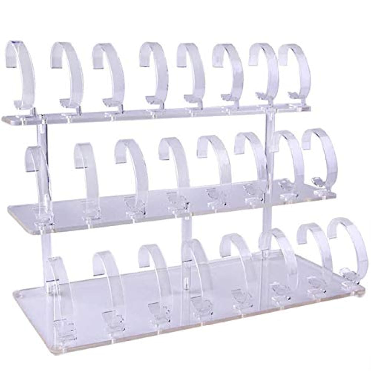 3-Tier Watch Stand Holder Removable 24 Acrylic Watch Jewelry Display Rack Watch Frame Watch Holder (Clear)