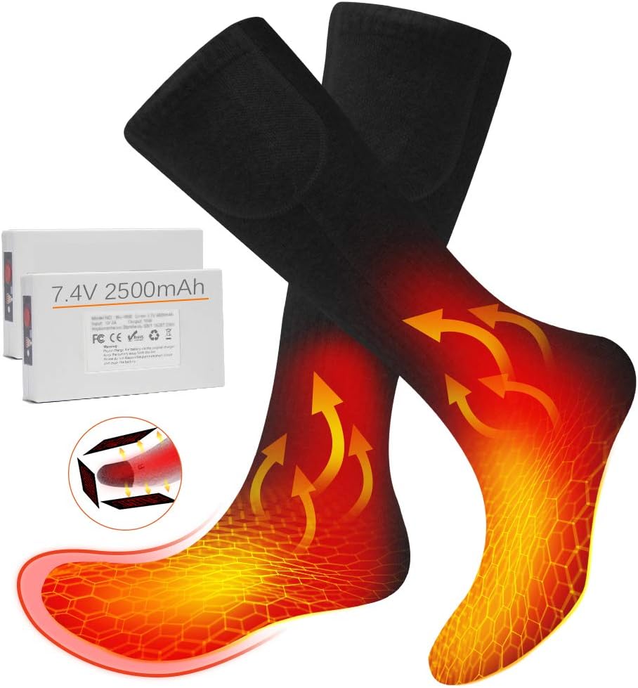 XBUTY 7.4V Heated Socks for Men Women Upgraded Rechargeable Electric