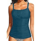 Tummy Control Tankini Swim Tops - Women Ruched Swimsuit Bathing Suit Top Only Modest Slimming Swimwear 2025