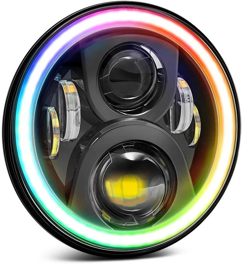Lumen SB7901XX-RGB - 7" Round Black RGB Halo Projector LED Headlight